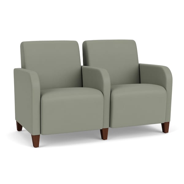 Lesro Siena Lounge Reception 2 Seat Tandem Seating, Walnut, OH Eucalyptus Upholstery SN2103 - main